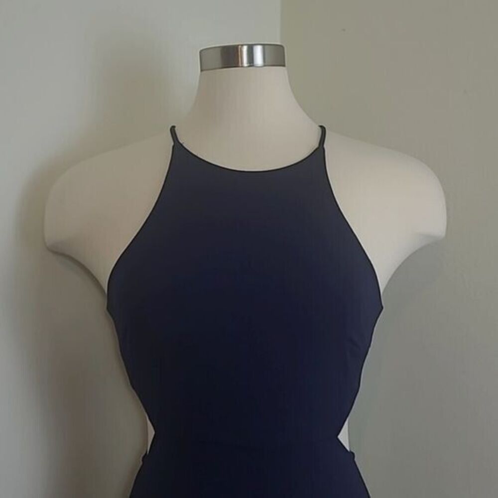 Soprano Womens Blue Sleeveless Cut Out Halter Dress Size Medium - Picture 2 of 11
